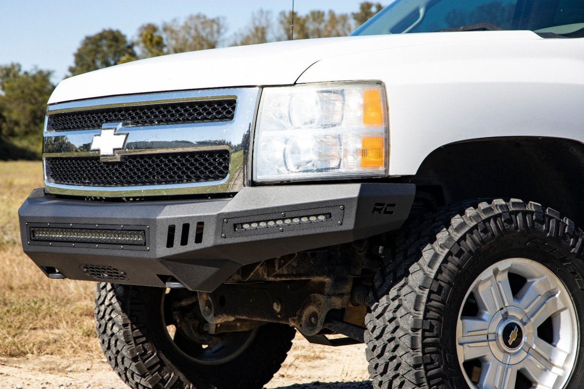 Chevrolet Silverado 1500 Front High Clearance Bumper - Rough Country - BLK LEDs - Flat Black - '07-'13